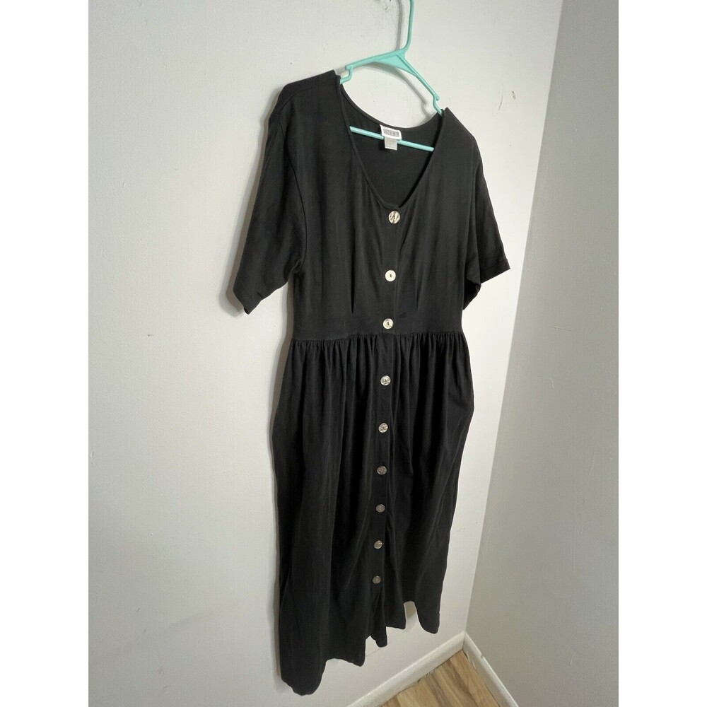 Moda International INTL VTG 90s Black Maxi Dress L Cottage Core Victorias secret